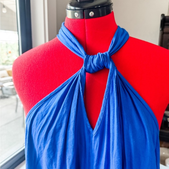INC International Concepts Vibrant Blue Linen Halter Neck Maxi 2X - Picture 2 of 5